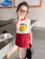 迪士尼女童夏季套装2024新款洋气休闲儿童薄款短袖女宝宝时髦两件套夏装 红色 90cm