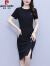 皮尔卡丹名媛气质法式连衣裙女夏季2024年新款高级感时髦洋气减龄包臀裙子 黑色 2XL