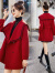 筱韩舒高端品牌过年新衣2023新款翻领红色双面羊毛呢外套女冬季呢子大衣 圣诞红 S