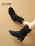 卓诗尼堆堆靴女2024秋冬新款时尚尖头复古加绒短靴西部牛仔女靴子女 黑色 跟高4.0cm 35 标准尺码