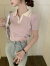 Radinka2024夏季新款设计感polo衫冰丝针织衫修身短袖t恤女短款上衣AYM 浅杏色 XL