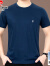 皮尔卡丹男士桑蚕丝短袖t恤夏季薄款透气休闲中年爸爸装凉感体恤真丝上衣 灰蓝 170(L)