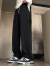 HN潮牌春季新款美式防水高街重磅设计休闲裤宽松裤子直筒束机能 黑色 M(80-105)