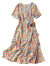拉夏贝尔（La Chapelle）碎花连衣裙女2024夏季新款女装V领收腰法式风情显瘦气质鱼尾裙子 花色 S