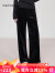 naivee纳薇23春季新品钻光丝绒优雅休闲时髦橡筋腰复古率性阔腿裤 黑色 预售 预计11月26日前发货 165/70A