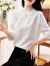 衣典零一（LEDIALYI）真丝衬衫女2024夏季女装新款高级感洋气质品牌桑蚕丝短袖衬衣上衣 白色 L