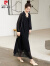 皮尔卡丹杭州大牌真丝连衣裙女高端2024新款夏季国际品牌黑色两件套装裙子 黑色 2XL(建议136-150斤)