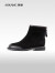 奥康（Aokang）官方女鞋 2023冬季新款舒适简约时尚拼接短靴百搭约会瘦瘦靴 黑色 35
