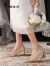 爱丽拉（AiLiLa）新娘婚鞋冬季女2023新款不脚累粗跟伴娘鞋禾秀婚纱两穿金色高跟鞋 香槟金4cm（舒适基本式 WaIK Free） 37