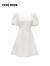 VEROMODA连衣裙2024春夏新款甜美优雅镂空方领泡泡袖短裙 J2G白牛仔色 175/92A/XL