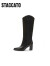 思加图冬季新款1890s檫色西部牛仔靴长靴高筒靴女皮靴EQ504DG3 摩登浅黑（单里） 36