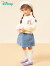 迪士尼（Disney）女童菱形拼色毛衫秋冬套头毛衣甜美格子针织衫 白色菱形格110cm
