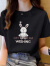 啄木鸟正肩含棉短袖t恤女装夏季宽松显瘦设计感打底衫薄款半袖上衣T恤女 机器人小白兔DAY 玫红色 10# 2XL 125-135
