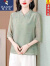 啄木鸟重磅真丝上衣女24年夏季新款高挡新中式国风时尚气质遮肚子T恤 图片色 XL 建议105-120斤