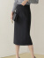 MGRRXINU高端品牌春夏新款百搭黑色半身裙女包臀裙高腰后开叉一步裙通勤 黑色 S