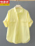 恒源祥（HYX）短袖纯色衬衫女2024年夏季新款韩版纯棉减龄衬衣宽松显瘦气质上衣 蓝色 3XL 150-170斤