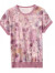 皮尔卡丹妈1妈夏装短袖T恤2024新款中年女薄款圆领冰丝小衫洋气上衣套装 粉紫 M 建议85-100斤