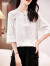 衣典零一（LEDIALYI）真丝衬衫女2024夏季女装新款高级感洋气质品牌桑蚕丝短袖衬衣上衣 白色 L