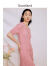 音儿（YINER）Goodland美地女装秋季法式V领粉色拼接针织肌理连衣裙 粉色 40