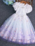 迪士尼（Disney）冰雪奇缘爱莎公主裙女童连衣裙夏装儿童礼服长裙爱沙蓬蓬裙新款 紫罗兰 110cm