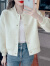 皮尔卡丹春秋季短外套女装2024新款韩版宽松小个子短款风衣女士夹克衫上衣 米白色 M（105-115斤）