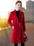 皮尔卡丹品牌中长版毛呢外套女2024年秋冬新款中年高端双面羊绒大衣女 红色 S建议80-100斤