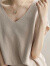 燕浔气质V领短袖t恤上衣女2024新款夏季宽松显瘦薄款蝙蝠袖针织衫 米杏色 L-105-115斤拍