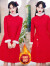 智立冠改良旗袍冬季新款加绒加厚连衣裙长袖拜年服女过年服新中式 酒红色 M