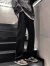 迪伽达 黑色牛仔裤男士春夏款弹力修身显高美式休闲复古直筒长裤子男 BDJ-222黑色 M