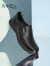 金利来男鞋商务休闲鞋24夏季舒适透气套脚冲孔皮鞋G558420269AAD黑色40