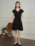 JESSYLINE2024夏季专柜款 杰茜莱黑色v领显瘦连衣裙 425211590 黑色 S/160