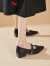 红蜻蜓皮鞋女法式玛丽珍尖头平底鞋女单鞋低跟女鞋 WTB1420001 黑色 37