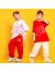 布恋猫街舞套装儿童男女孩服装中国风运动会拉拉队幼儿爱国表演舞蹈服s 红色短袖+裤子 110cm