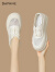 达芙妮（DAPHNE）板鞋女2024夏季新款时尚国风透气网小白鞋百搭厚底增高运动休闲鞋 单网米色 跟高4.5cm 37