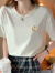 皮尔卡丹夏季短袖t恤女装2024新款韩版宽松潮流纯色棉t恤衫女士打底衫上衣 白色 L（110-125斤）
