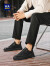 海澜之家（HLA）男鞋复古拼接简约休闲舒适时尚百搭板鞋男HAABXM4CAX480 黑色43