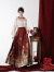 妍莉芬（yanlifen）马面裙过年连衣裙2024春季新款新中式国风红色战袍汉服订婚裙子女 刺绣 加绒衬衫上衣 S