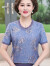 月袖（YUEXIU）妈妈装夏装新款冰丝短袖圆领薄中老年40到50岁大码宽松t恤上衣女 2321红色 4XL 建议145-160斤