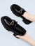 lickfen单鞋女2024夏季新款女鞋子粗跟高跟鞋皮鞋软底旅游鞋妈妈鞋工作鞋 黑色(标准尺码) 35