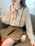 苏洛琳（SULUOLIN）2024年春秋季新款长袖衬衫女士装韩版百搭蕾丝打底时尚外套上衣服 米白色 S(建议：85-95斤)