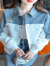 皮尔卡丹2024春秋新款韩版短外套时尚撞色牛仔拼接外套小个子POLO领上衣女 图片色 S  建议90-100斤