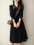 AEMAPE赫本风针织连衣裙女2024春季新款气质高端时尚洋装修身显瘦轻奢裙 黑色 S 85-99斤