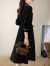 AEMAPE赫本风针织连衣裙女2024春季新款气质高端时尚洋装修身显瘦轻奢裙 黑色 S 85-99斤