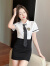名峥广州普宁品牌衬衫修身气质制服职业装白短袖女夏季ol工作服衬衣包 单件黑色包臀裙 S