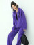 COCOBELLA设计感连帽短外套女春字母刺绣休闲纯棉开衫SC608 紫色 L