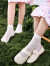 迪士尼儿童袜子夏薄款网眼女童公主中筒花边白色短袜 SM33137搭色 20cm 