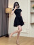 艾格法式赫本风黑色连衣裙女夏季2024新款小个子设计感甜辣短款裙子 [黑色] 40/45kg/S