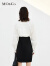 MO&Co.捏褶衬衫拼接针织连衣裙高腰收腰气质高端裙子女 黑色 L/170