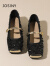 卓诗尼（Josiny）玛丽珍鞋女2024春季新款时尚法式复古配裙子百搭气质低跟浅口单鞋 黑色 跟高1.5cm 35
