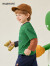 MQDMINI童装男童长袖T恤儿童异色袖假两件打底假两件AB袖绿色；110